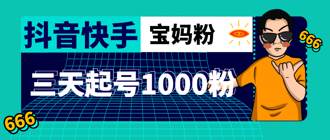 抖音快手三天起号涨粉1000宝妈粉丝的核心方法【详细玩法教程】-逍遥游