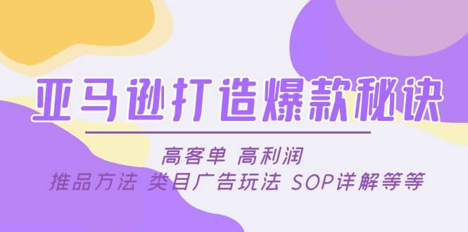亚马逊打造爆款秘诀：高客单 高利润 推品方法 类目广告玩法 SOP详解等等-逍遥游