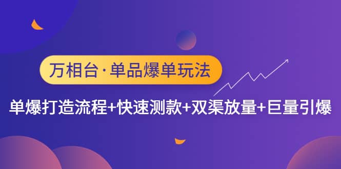 万相台·单品爆单玩法，单爆打造流程+快速测款+双渠放量+巨量引爆-逍遥游