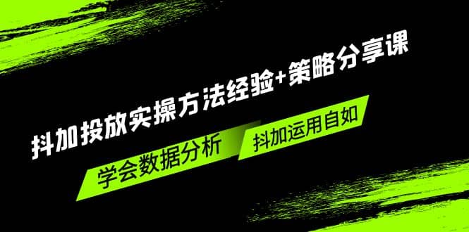 抖加投放实操方法经验+策略分享课，学会数据分析，抖加运用自如-逍遥游