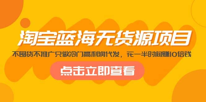 淘宝蓝海无货源项目,不囤货不推广只做冷门高利润代发-逍遥游