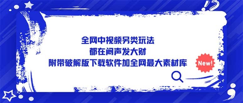 全网中视频另类玩法,都在闷声发大财,附带下载软件加全网最大素材库-逍遥游