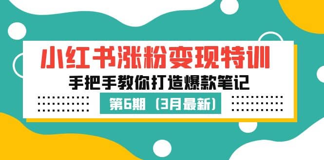 小红书涨粉变现特训·第6期,手把手教你打造爆款笔记(3月新课)-逍遥游