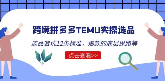 跨境拼多多TEMU实操选品运营方法,选品避坑12条标准,爆款的底层思路等-逍遥游