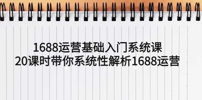 1688运营基础入门系统课，20课时带你系统性解析1688运营-逍遥游