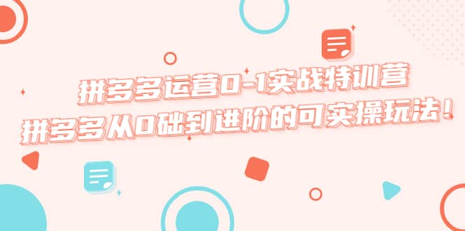 拼多多运营0-1实战特训营,拼多多从0础到进阶的可实操玩法-逍遥游