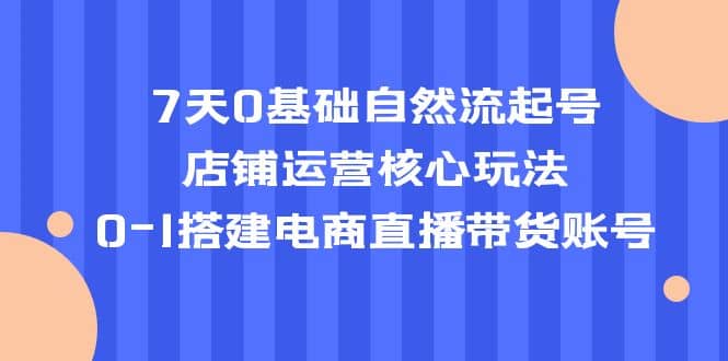 7天0基础自然流起号，店铺运营核心玩法，0-1搭建电商直播带货账号-逍遥游