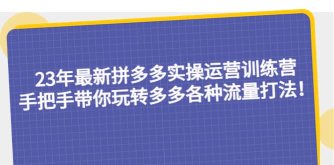 23年最新拼多多实操运营训练营:手把手带你玩转多多各种流量打法!-逍遥游
