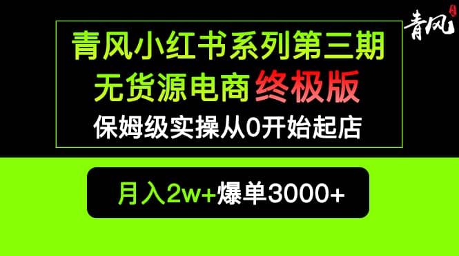 小红书无货源电商爆单终极版【视频教程+实战手册】保姆级实操从0起店爆单-逍遥游