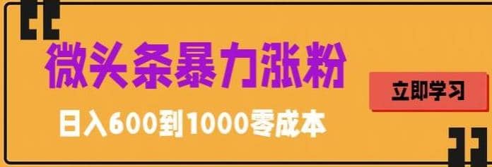 微头条暴力涨粉技巧搬运文案就能涨几万粉丝，简单0成本，日赚600-逍遥游