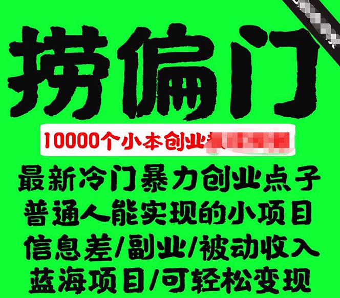 千款捞偏门小本创业小项目，总有一款适合你【无水印】-逍遥游