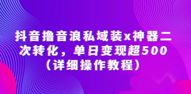 抖音撸音浪私域装x神器二次转化，单日变现超500（详细操作教程）-逍遥游
