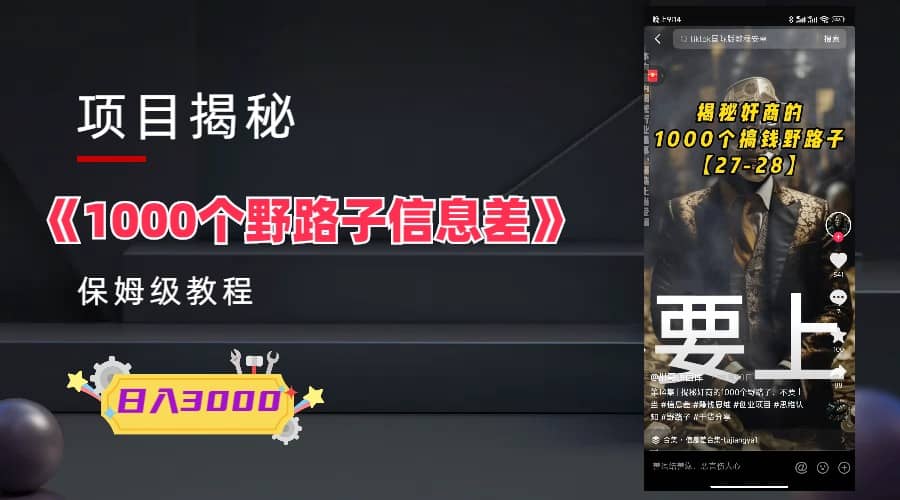 1000个野路子信息差保姆式教程-单日变现3000+的玩法解密-逍遥游
