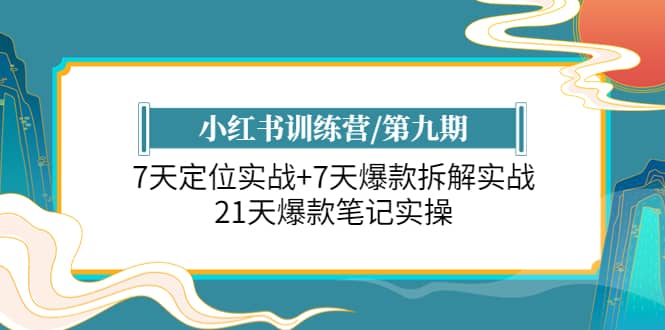 小红书训练营/第九期:7天定位实战+7天爆款拆解实战,21天爆款笔记实操-逍遥游