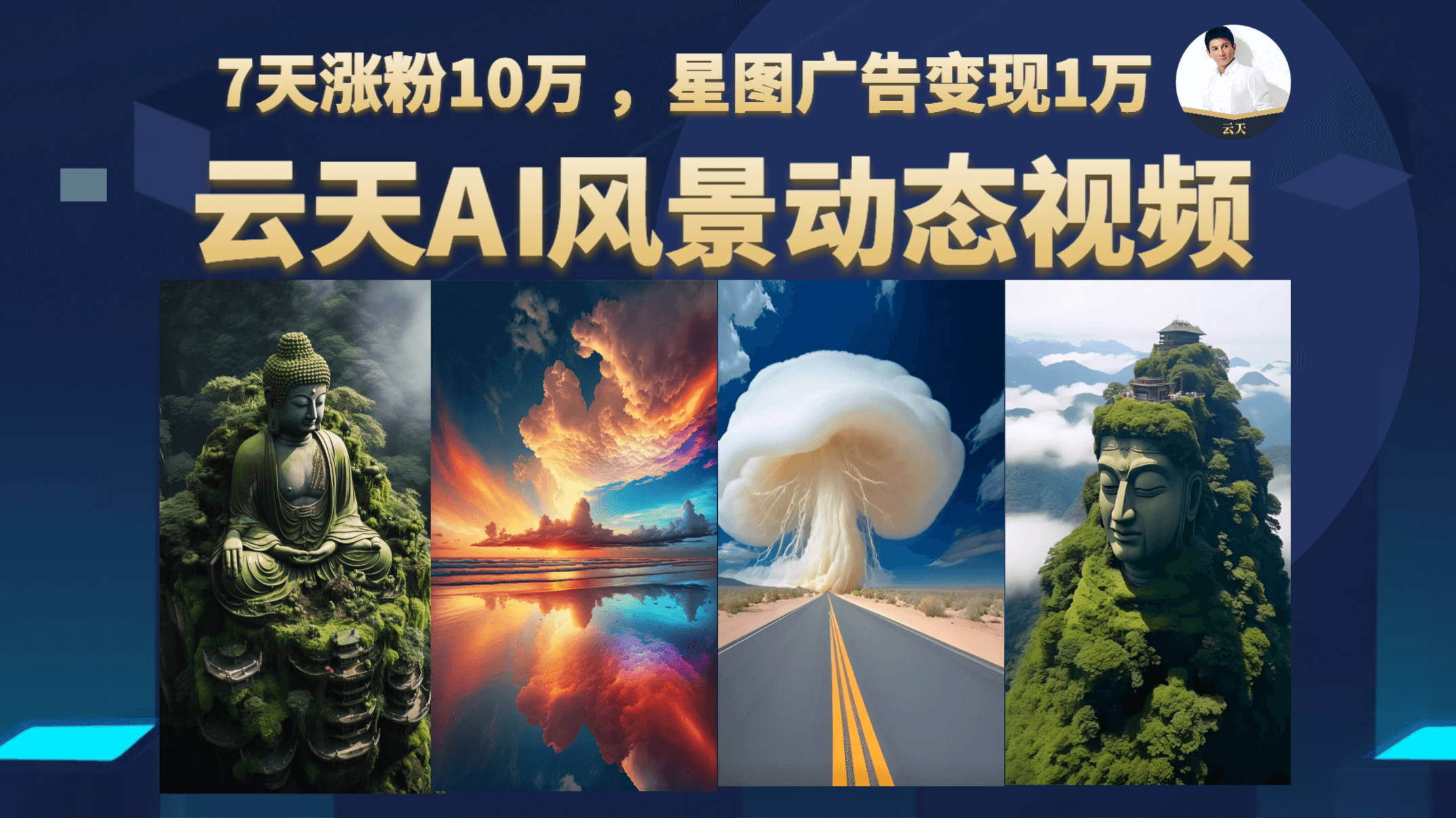 云天AI风景动图视频制作,7天涨粉10万 ,星图广告变现1万-逍遥游