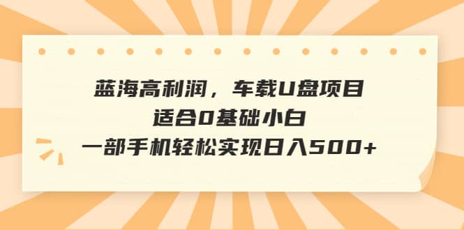 蓝海高利润,车载U盘项目,适合0基础小白,一部手机轻松实现日入500+-逍遥游