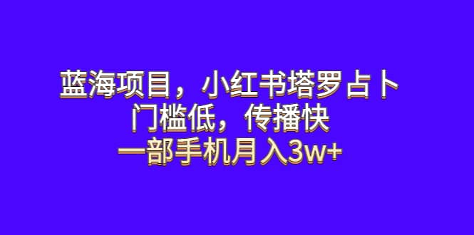 蓝海项目,小红书塔罗占卜,门槛低,传播快,一部手机月入3w+-逍遥游
