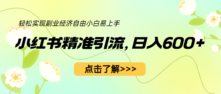 小红书精准引流,小白日入600+,轻松实现副业经济自由(教程+1153G资源)-逍遥游