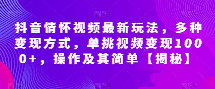 抖音情怀视频最新玩法,多种变现方式,单挑视频变现1000+,操作及其简单【揭秘】-逍遥游