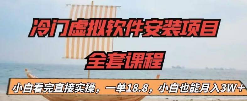 冷门虚拟软件安装项目,一单18.8,小白也能月入3W+-逍遥游