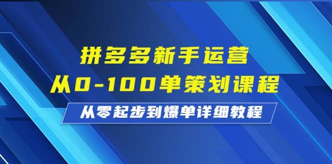 拼多多新手运营从0-100单策划课程,从零起步到爆单详细教程-逍遥游