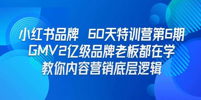 小红书品牌 60天特训营第6期 GMV2亿级品牌老板都在学 教你内容营销底层逻辑-逍遥游