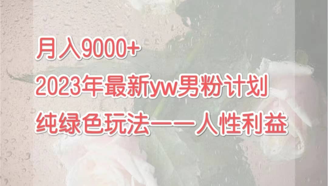 月入9000+2023年9月最新yw男粉计划绿色玩法——人性之利益-逍遥游