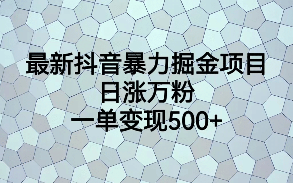 最火热的抖音暴力掘金项目，日涨万粉，多种变现方式，一单变现可达500+-逍遥游