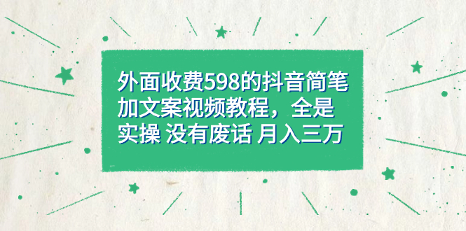 外面收费598抖音简笔加文案教程,全是实操 没有废话 月入三万(教程+资料)-逍遥游