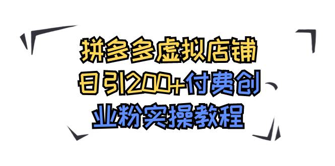 拼多多虚拟店铺日引200+付费创业粉实操教程-逍遥游