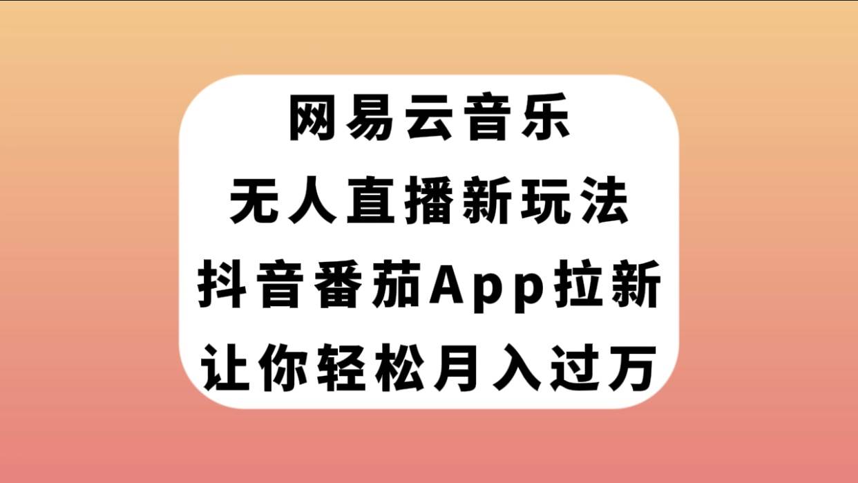网易云音乐无人直播新玩法，抖音番茄APP拉新，让你轻松月入过万-逍遥游