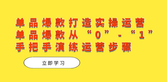 单品爆款打造实操运营,单品爆款从“0”-“1”手把手演练运营步骤-逍遥游