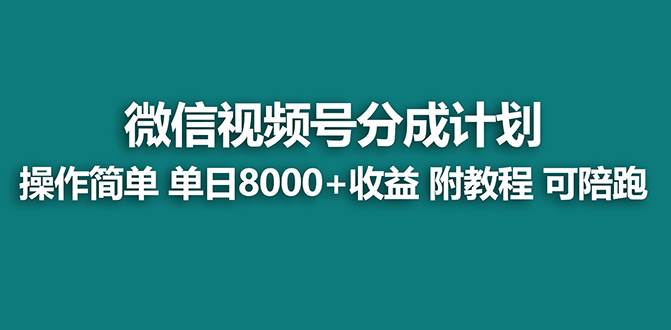 【蓝海项目】视频号分成计划,单天收益8000+,附玩法教程!可陪跑-逍遥游