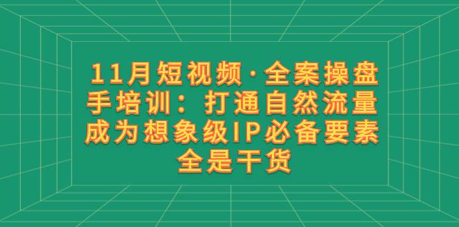11月短视频·全案操盘手培训:打通自然流量 成为想象级IP必备要素 全是干货-逍遥游