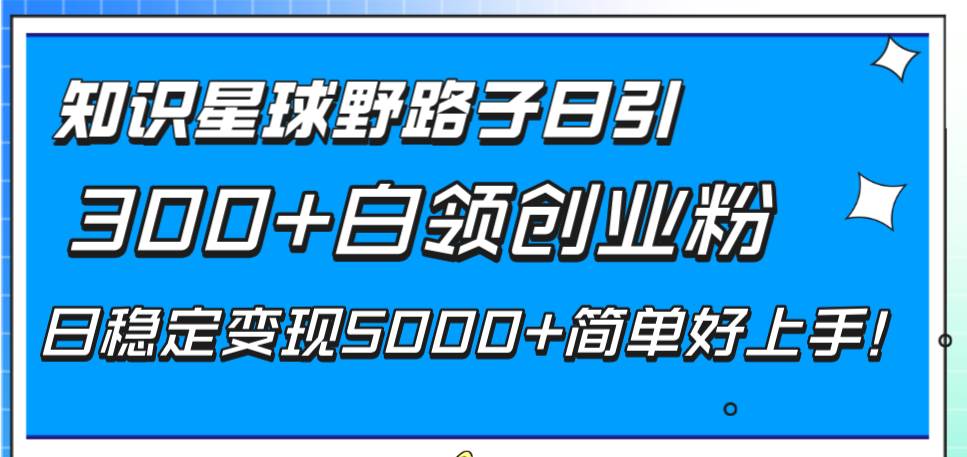 知识星球野路子日引300+白领创业粉,日稳定变现5000+简单好上手!-逍遥游