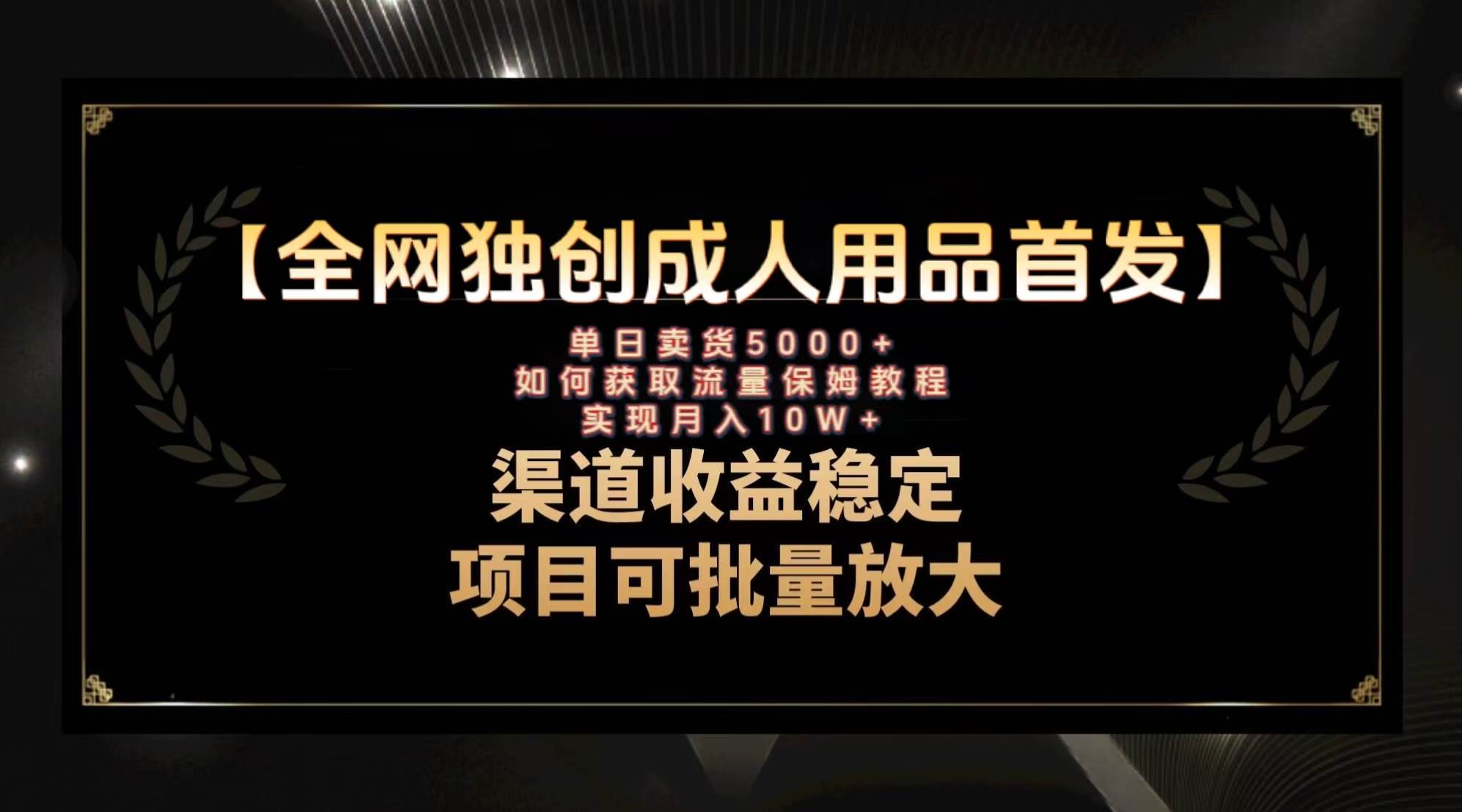 最新全网独创首发,成人用品赛道引流获客,月入10w保姆级教程-逍遥游