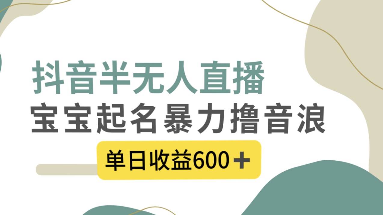 抖音半无人直播，宝宝起名，暴力撸音浪，单日收益600+-逍遥游