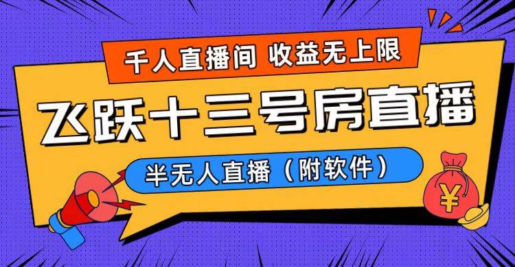 爆火飞跃十三号房半无人直播,一场直播上千人,日入过万!(附软件)-逍遥游
