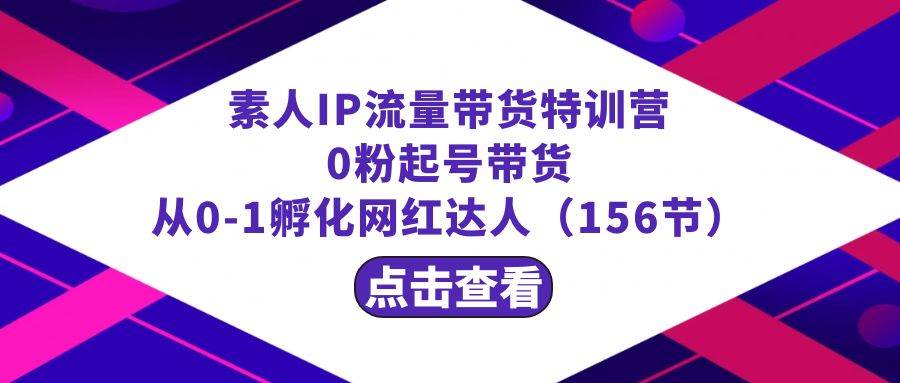 繁星·计划素人IP流量带货特训营:0粉起号带货 从0-1孵化网红达人(156节)-逍遥游