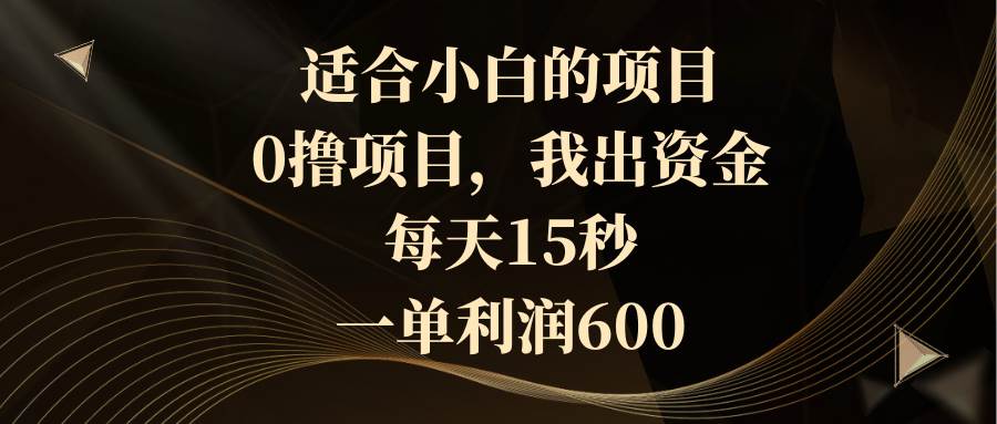 适合小白的项目，0撸项目，我出资金，每天15秒，一单利润600-逍遥游