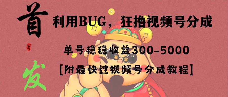 全网独家首发,视频号BUG,超短期项目,单号每日净收益300-5000!-逍遥游