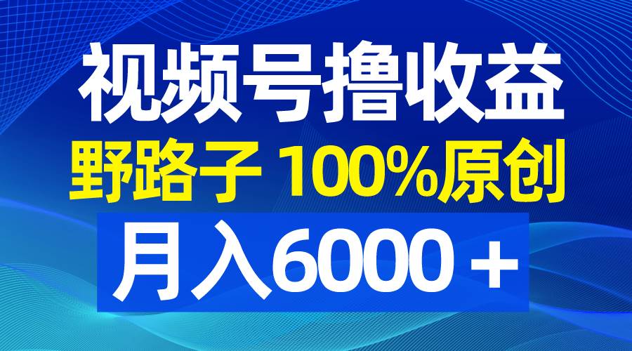 视频号野路子撸收益,100%原创,条条爆款,月入6000+-逍遥游