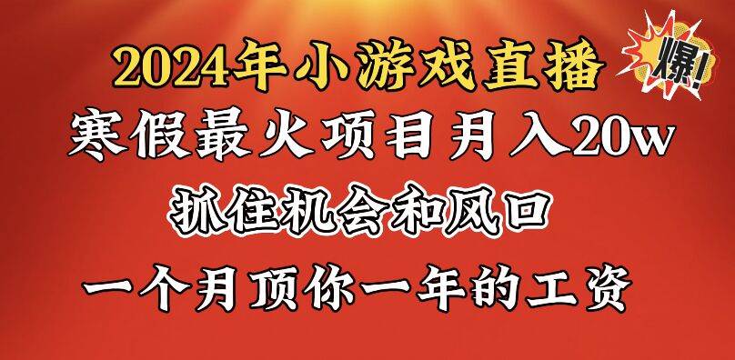2024年寒假爆火项目,小游戏直播月入20w+,学会了之后你将翻身-逍遥游