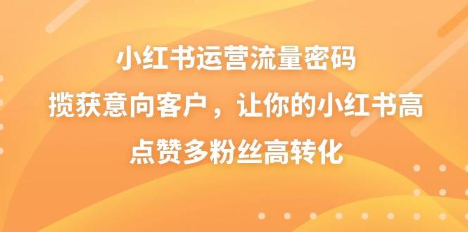 小红书运营流量密码,揽获意向客户,让你的小红书高点赞多粉丝高转化-逍遥游
