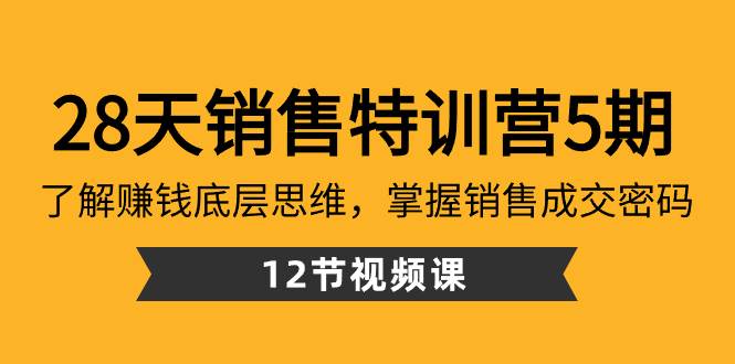 28天·销售特训营5期：了解赚钱底层思维，掌握销售成交密码（12节课）-逍遥游