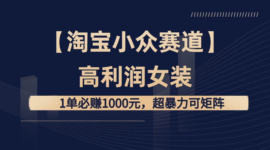 【淘宝小众赛道】高利润女装:1单必赚1000元,超暴力可矩阵-逍遥游