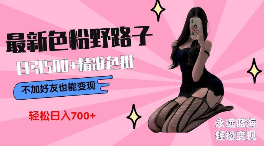 最新色粉变现野路子,日引500+老色批 可不加好友直接变现 小白轻松日入700+-逍遥游