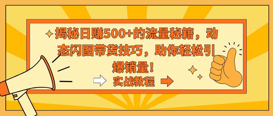揭秘日赚500+的流量秘籍,动态闪图带货技巧,助你轻松引爆销量!-逍遥游