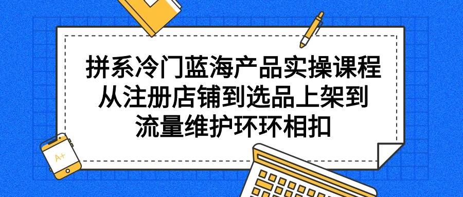 拼系冷门蓝海产品实操课程,从注册店铺到选品上架到流量维护环环相扣-逍遥游