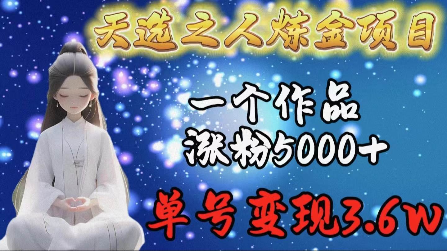 天选之人炼金项目，一个作品涨粉5000+，单号变现3.6w-逍遥游